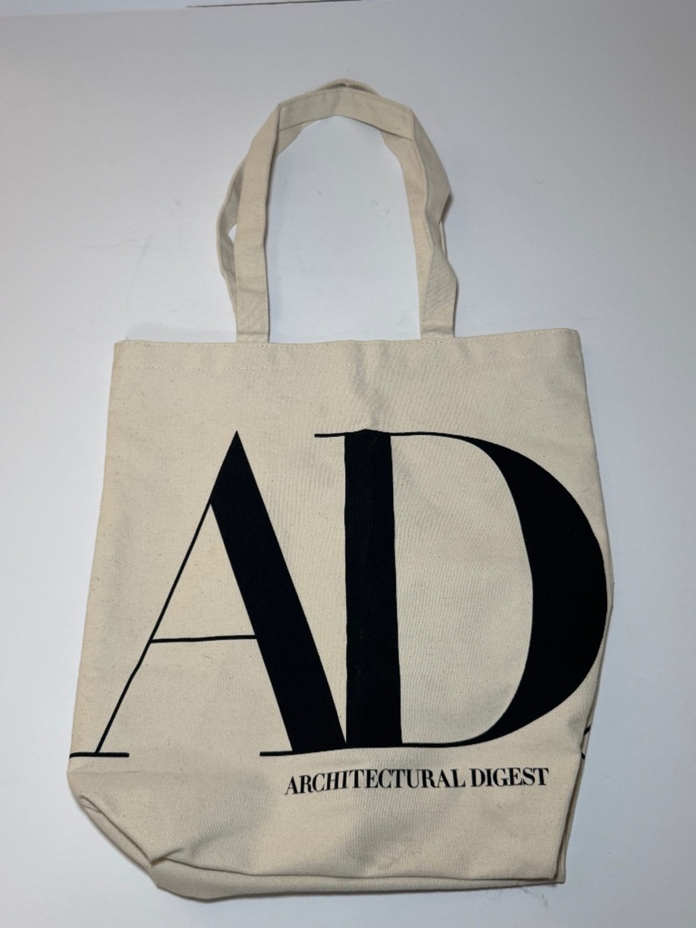 Architectural Digest AD Canvas Tote Bag Cream Black Logo Reusable Book Bag
